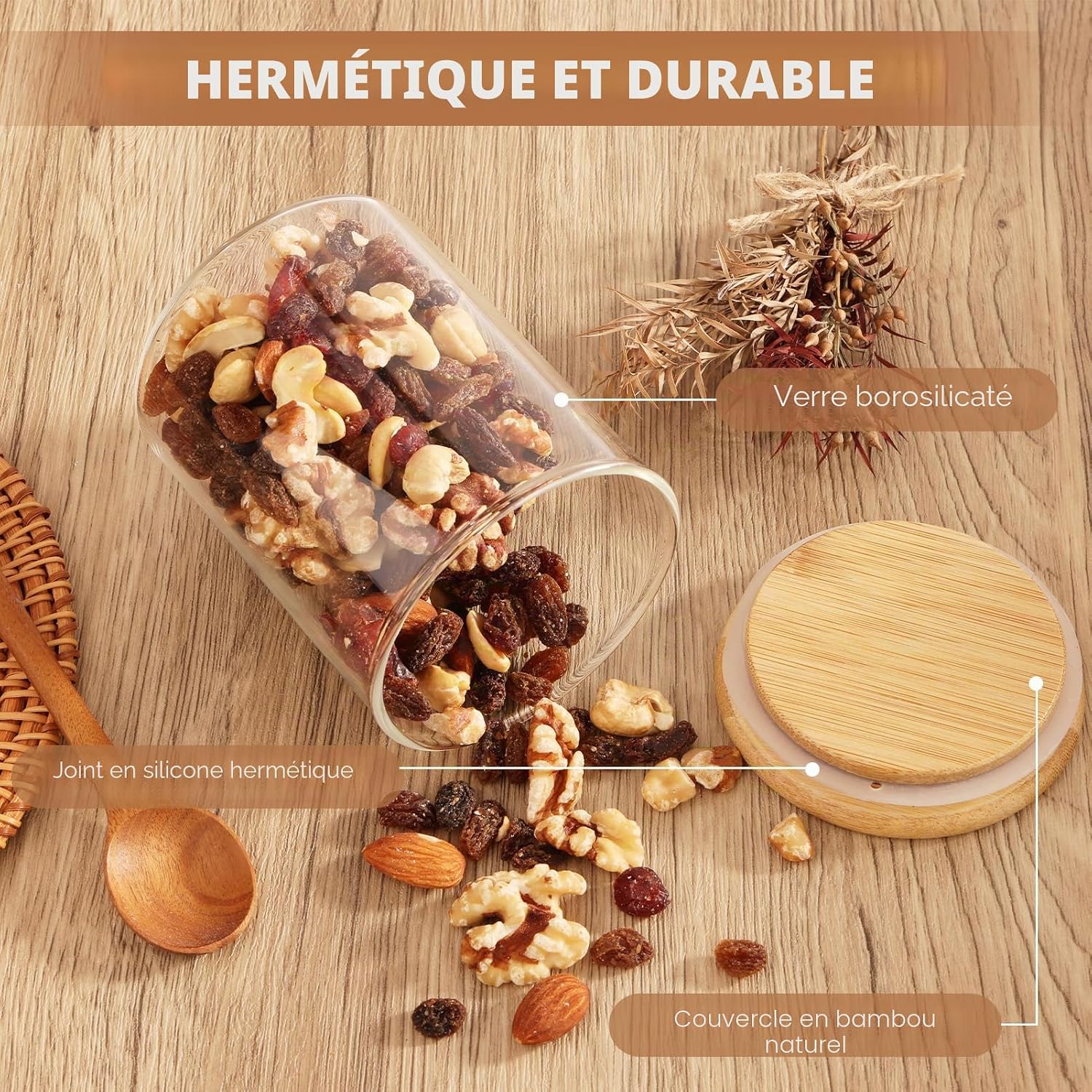 Kit de Frascos Herméticos Modulares para Despensa (Com Etiquetas)